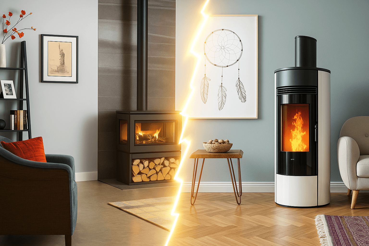 Poêle à bois vs Poêle à granulés : le match